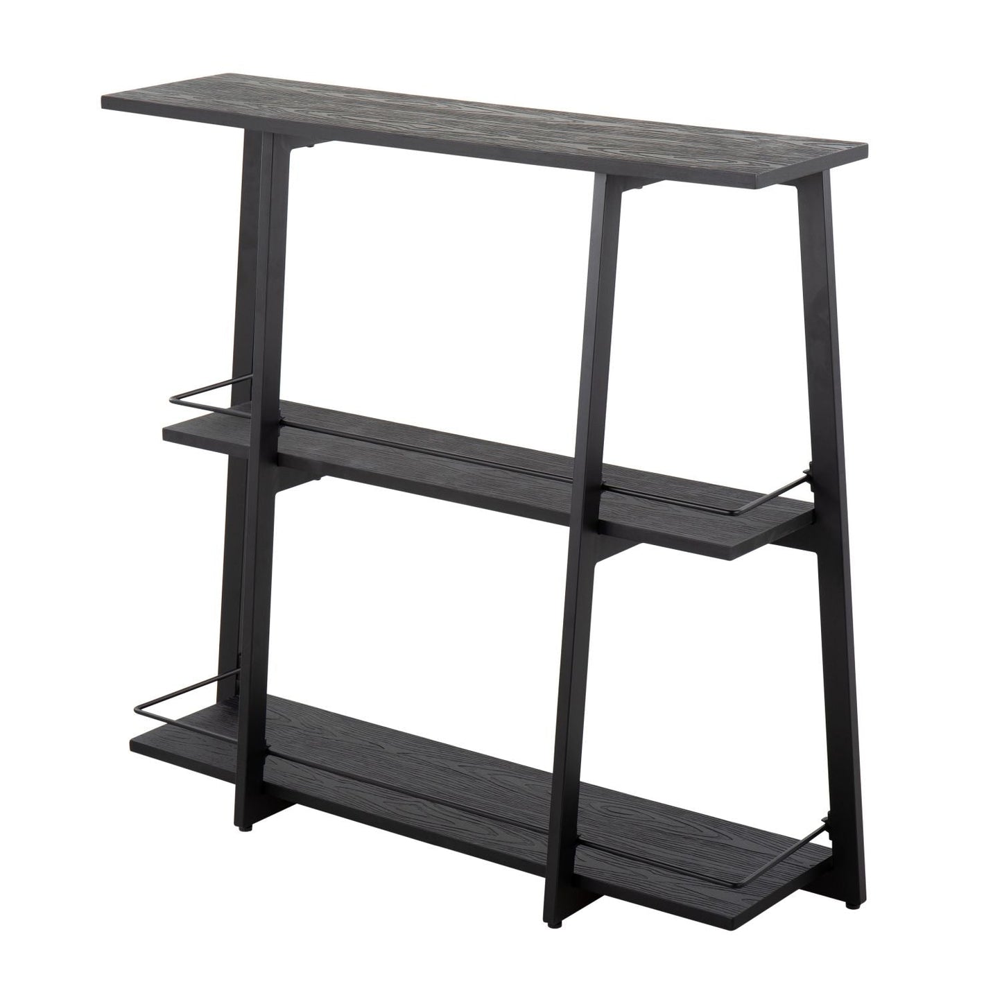 Converge Industrial Bookcase in Black Steel and Black Bamboo by - Renee Lane Company