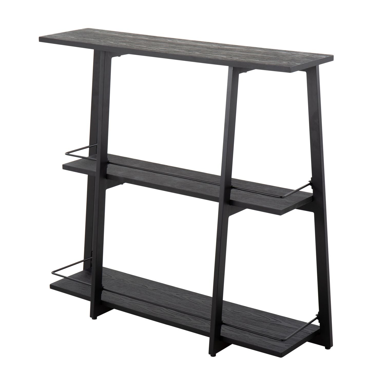 Converge Industrial Bookcase in Black Steel and Black Bamboo by - Renee Lane Company
