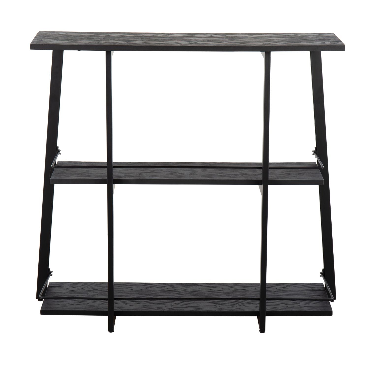 Converge Industrial Bookcase in Black Steel and Black Bamboo by - Renee Lane Company