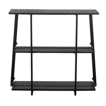 Converge Industrial Bookcase in Black Steel and Black Bamboo by - Renee Lane Company