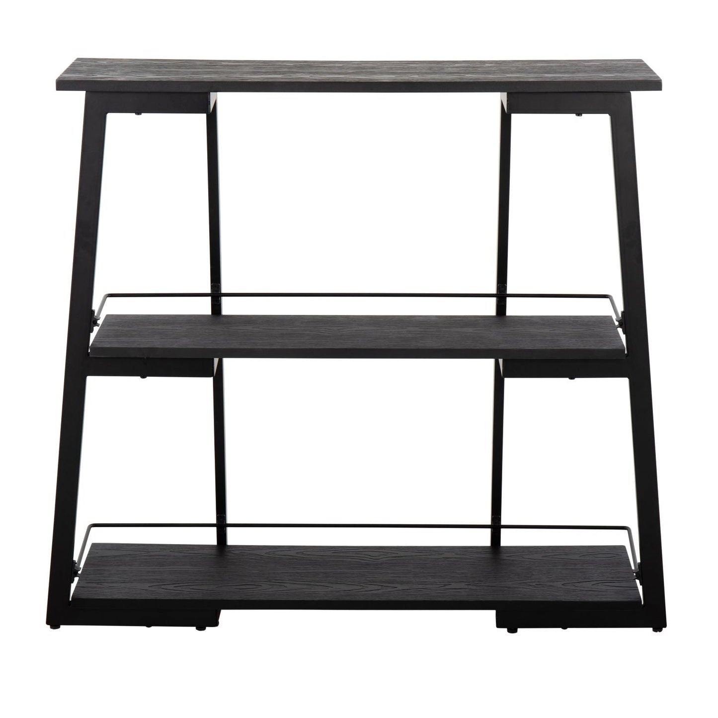 Converge Industrial Bookcase in Black Steel and Black Bamboo by - Renee Lane Company