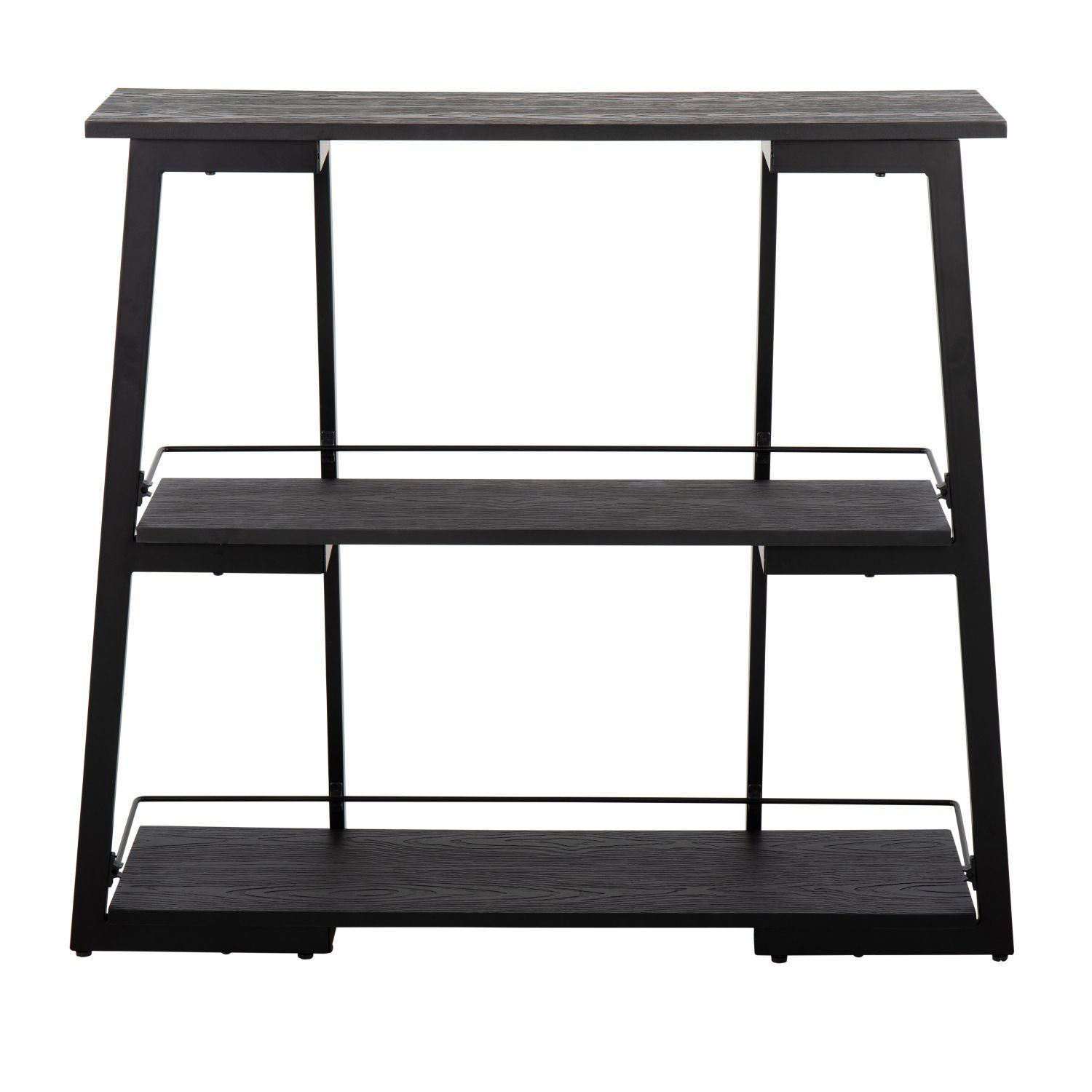 Converge Industrial Bookcase in Black Steel and Black Bamboo by - Renee Lane Company