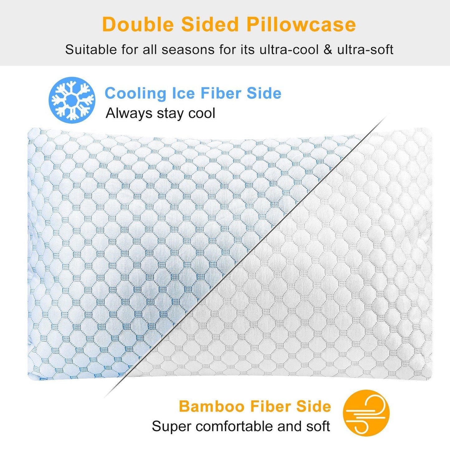 Cooling Memory Foam Pillow Ventilated Soft Bed Pillow w/ Cooling Gel Infused Memory Foam 2Pcs Queen Size - Renee Lane Company