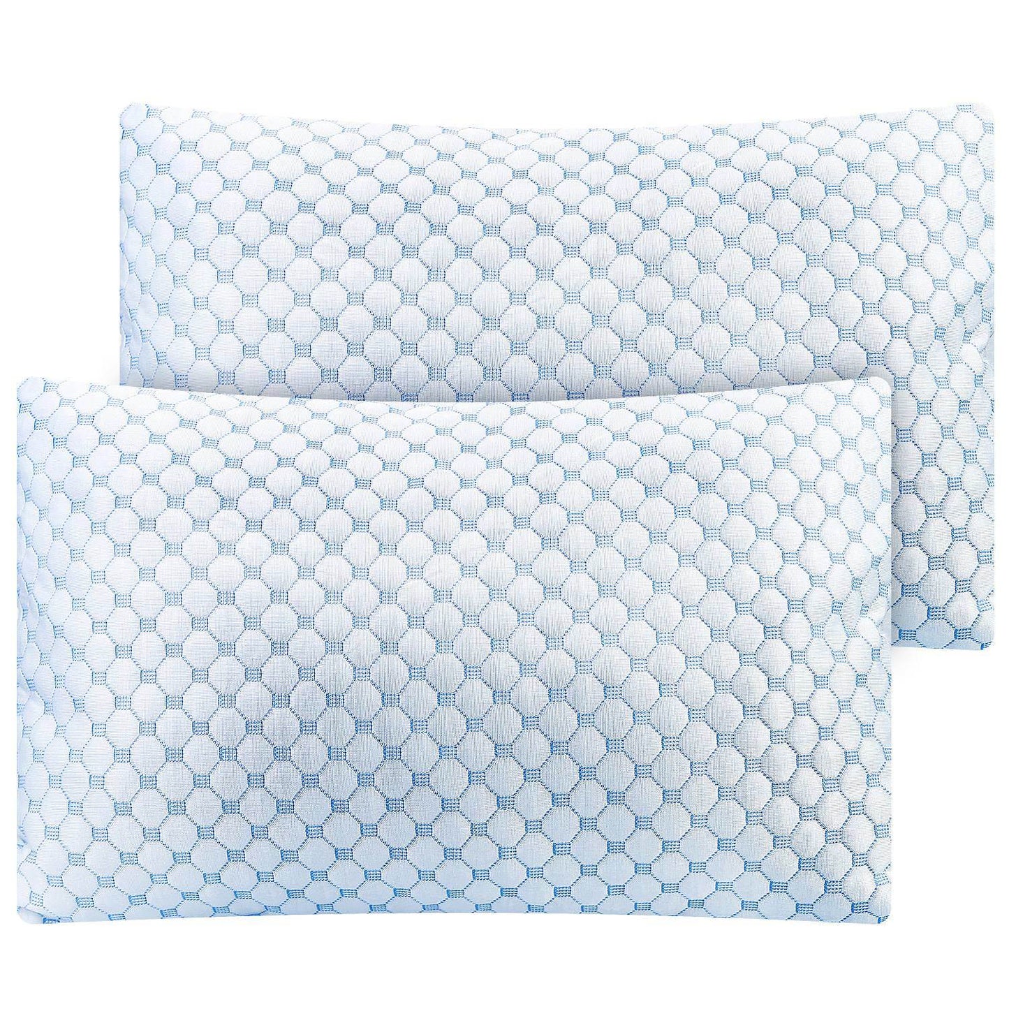 Cooling Memory Foam Pillow Ventilated Soft Bed Pillow w/ Cooling Gel Infused Memory Foam 2Pcs Queen Size - Renee Lane Company