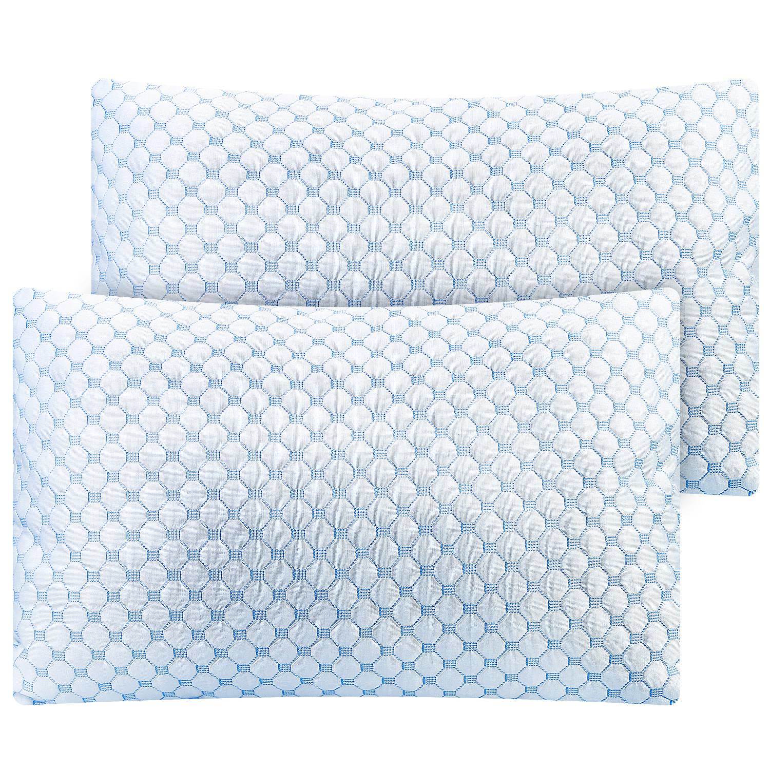 Cooling Memory Foam Pillow Ventilated Soft Bed Pillow w/ Cooling Gel Infused Memory Foam 2Pcs Queen Size - Renee Lane Company