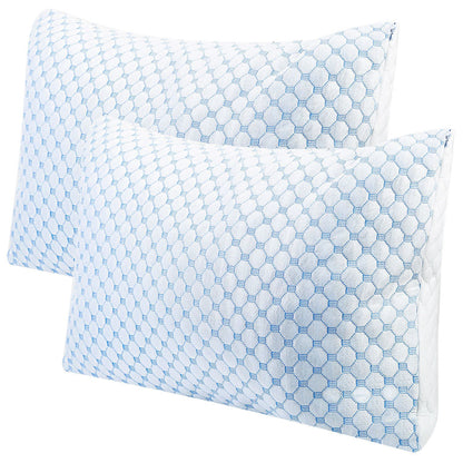 Cooling Memory Foam Pillow Ventilated Soft Bed Pillow w/ Cooling Gel Infused Memory Foam 2Pcs Queen Size - Renee Lane Company