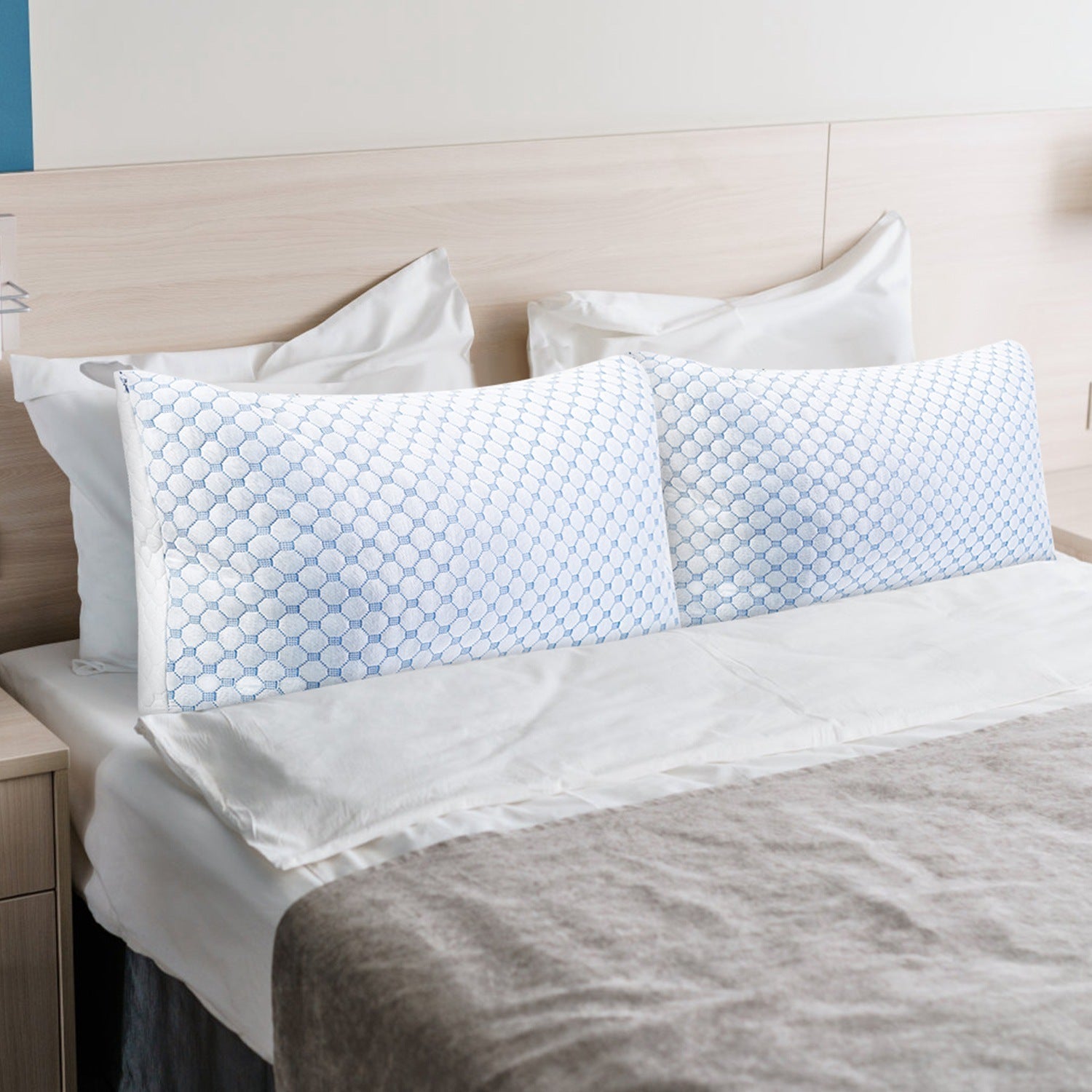 Cooling Memory Foam Pillow Ventilated Soft Bed Pillow w/ Cooling Gel Infused Memory Foam 2Pcs Queen Size - Renee Lane Company