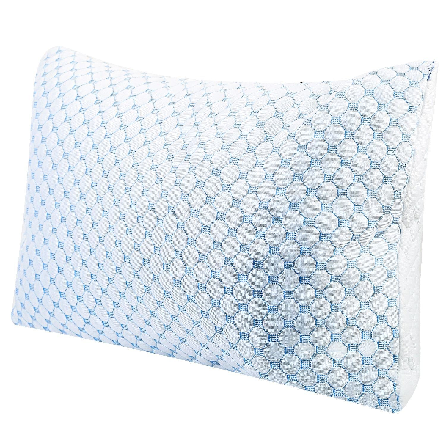 Cooling Memory Foam Pillow Ventilated Soft Bed Pillow w/ Cooling Gel Infused Memory Foam 2Pcs Queen Size - Renee Lane Company