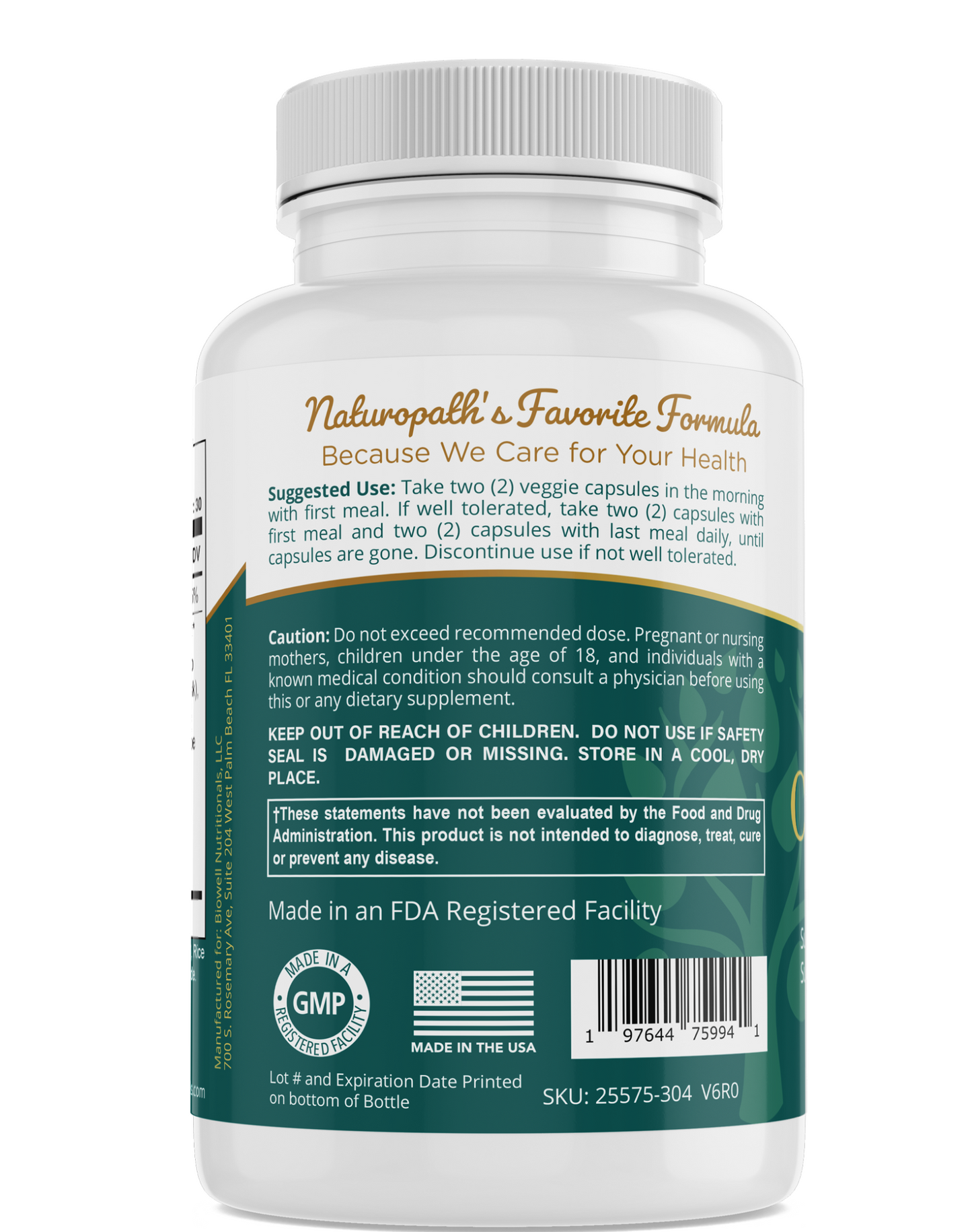 Colon Cleanse dietary supplement bottle back panel with directions and GMP badge