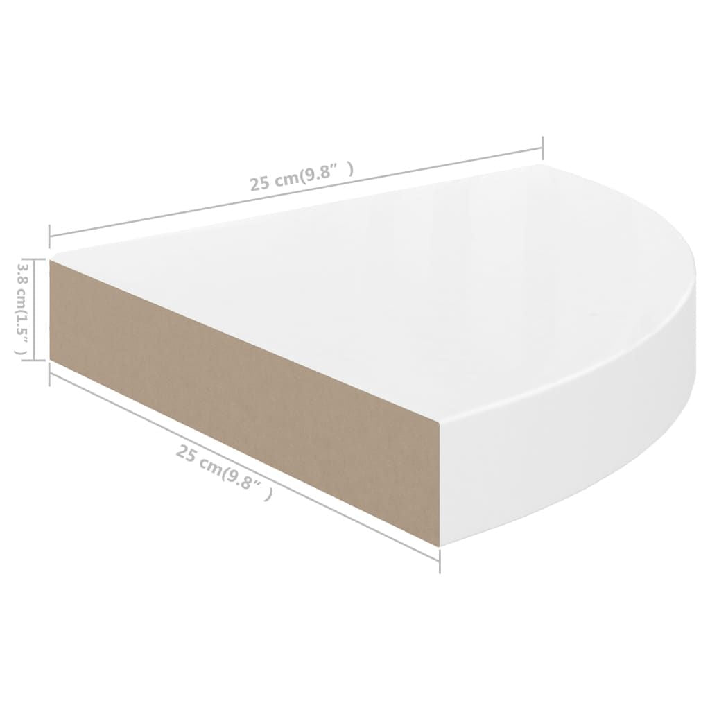 Corner Shelf Set of 2 High gloss white Honeycomb MDF, metal - Renee Lane Company