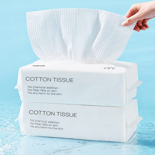 Cotton Facial Dry Wipes 100 Count Deeply Cleansing Disposable Face Towel Cotton Tissue Multi-Purpose for Skin Care Facial Tissue for Cleansing Skincare and Makeup Remover - Renee Lane Company