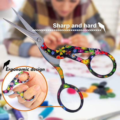 Craft Scissors Stork Sewing Embroidery Scissors With Leather Scissors Cover Bird Scissor For Fabric Cutting Paper Crafting Office Scissors Sewing Handicrafts Tool - Renee Lane Company