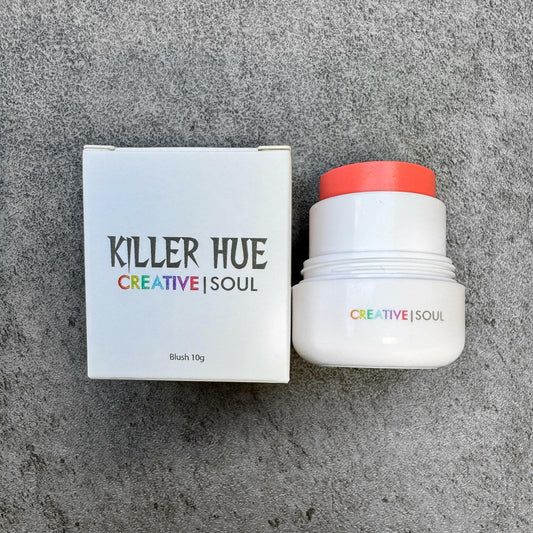 Crazy Coral blush 10g jar with orange-red cap and boxed packaging