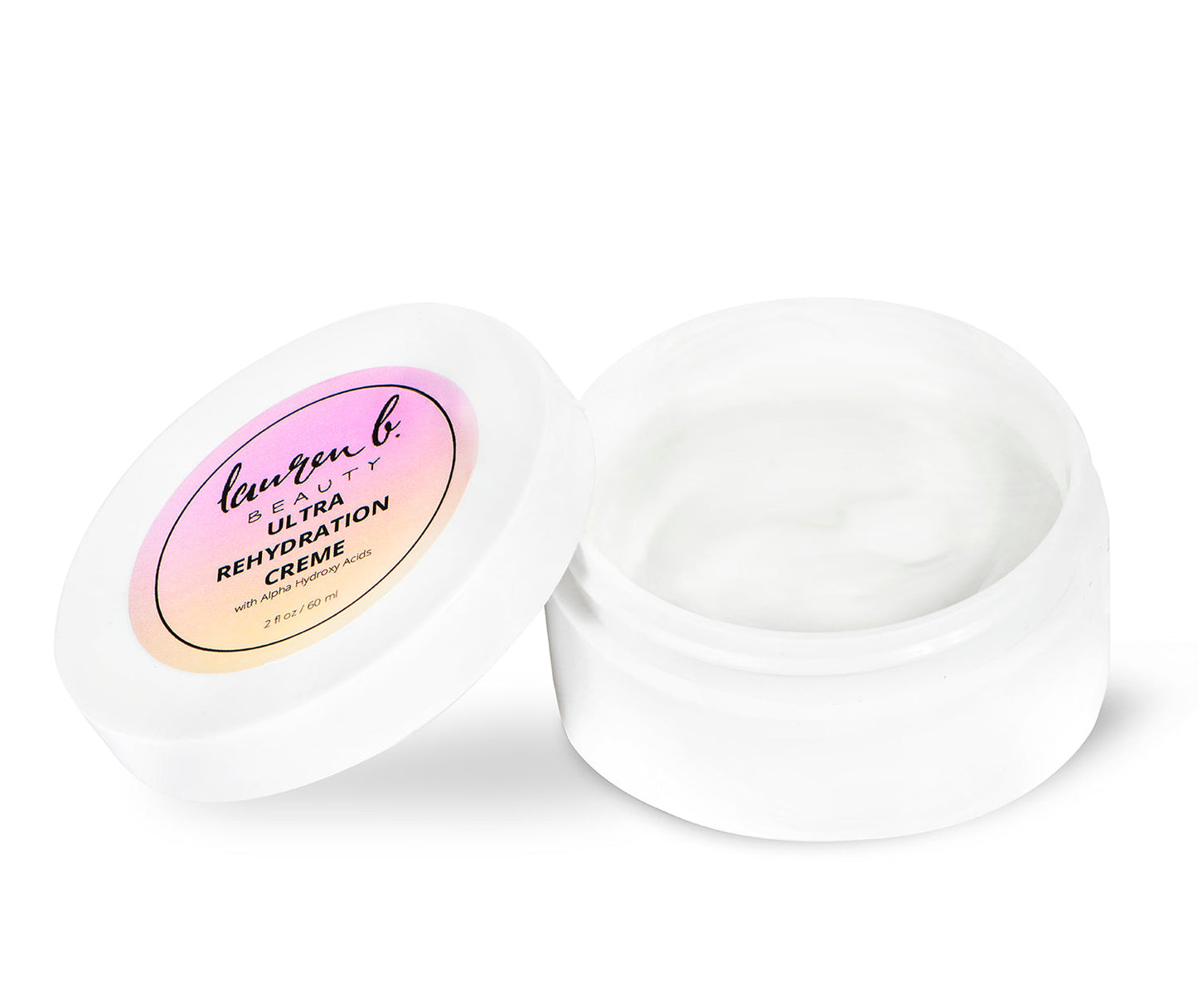 Laura b. Ultra Rehydration hand cream jar open, white cream inside