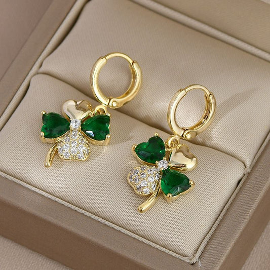 Creative Elegant Trendy Alloy Shamrock Pendant Earrings Gold Plated Decorative Accessories For Holiday Party Girls Accessories - Renee Lane Company