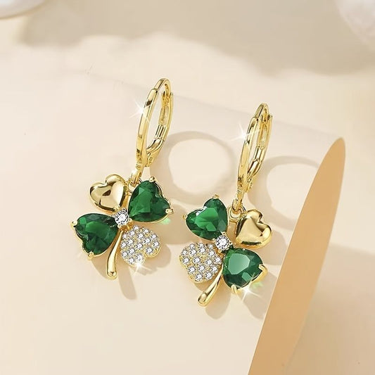 Creative Elegant Trendy Alloy Shamrock Pendant Earrings Gold Plated Decorative Accessories For Holiday Party Girls Accessories - Renee Lane Company