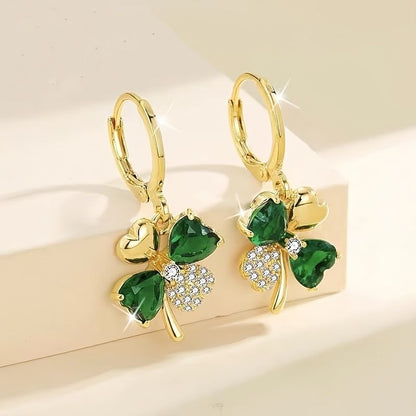 Creative Elegant Trendy Alloy Shamrock Pendant Earrings Gold Plated Decorative Accessories For Holiday Party Girls Accessories - Renee Lane Company