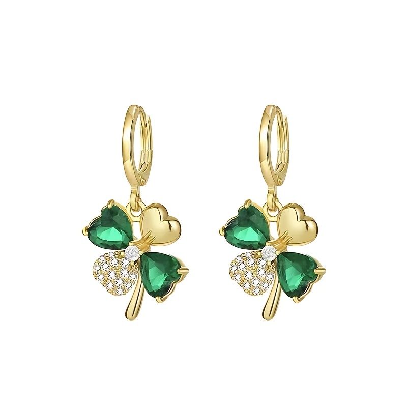 Creative Elegant Trendy Alloy Shamrock Pendant Earrings Gold Plated Decorative Accessories For Holiday Party Girls Accessories - Renee Lane Company
