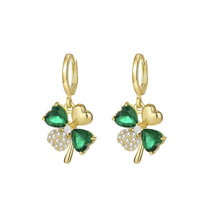 Creative Elegant Trendy Alloy Shamrock Pendant Earrings Gold Plated Decorative Accessories For Holiday Party Girls Accessories - Renee Lane Company