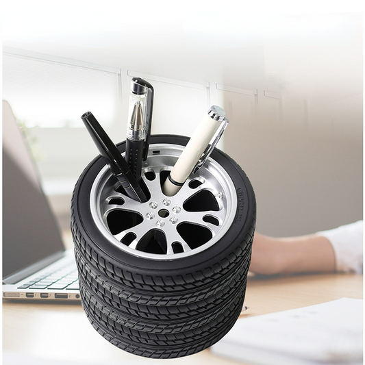 Creative Pen Holder Tire Modeling Gifts, Desktop Reception PVC Tire Penholder For Home Room/Office/School Art Supplies - Renee Lane Company