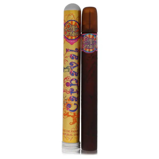 Women’s perfume bottle set by Fragluxe: slim tube and tall cylindrical bottle, Cuba Canaval labels