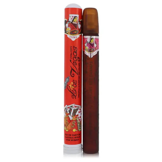 Women's perfume rollerball set: red cylinder and brown glass bottle with cap