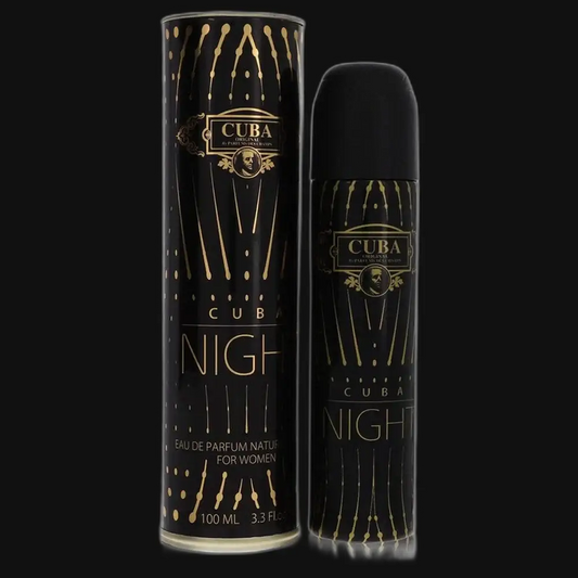 Women's eau de parfum bottle set, dark glass with gold Cuba Night label