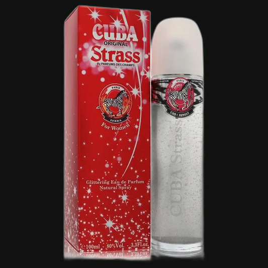 Women's perfume spray with red gift box and clear silver bottle with white cap