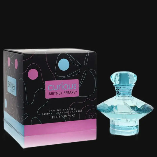 Curious by Britney Spears eau de parfum set: black patterned box with blue bottle