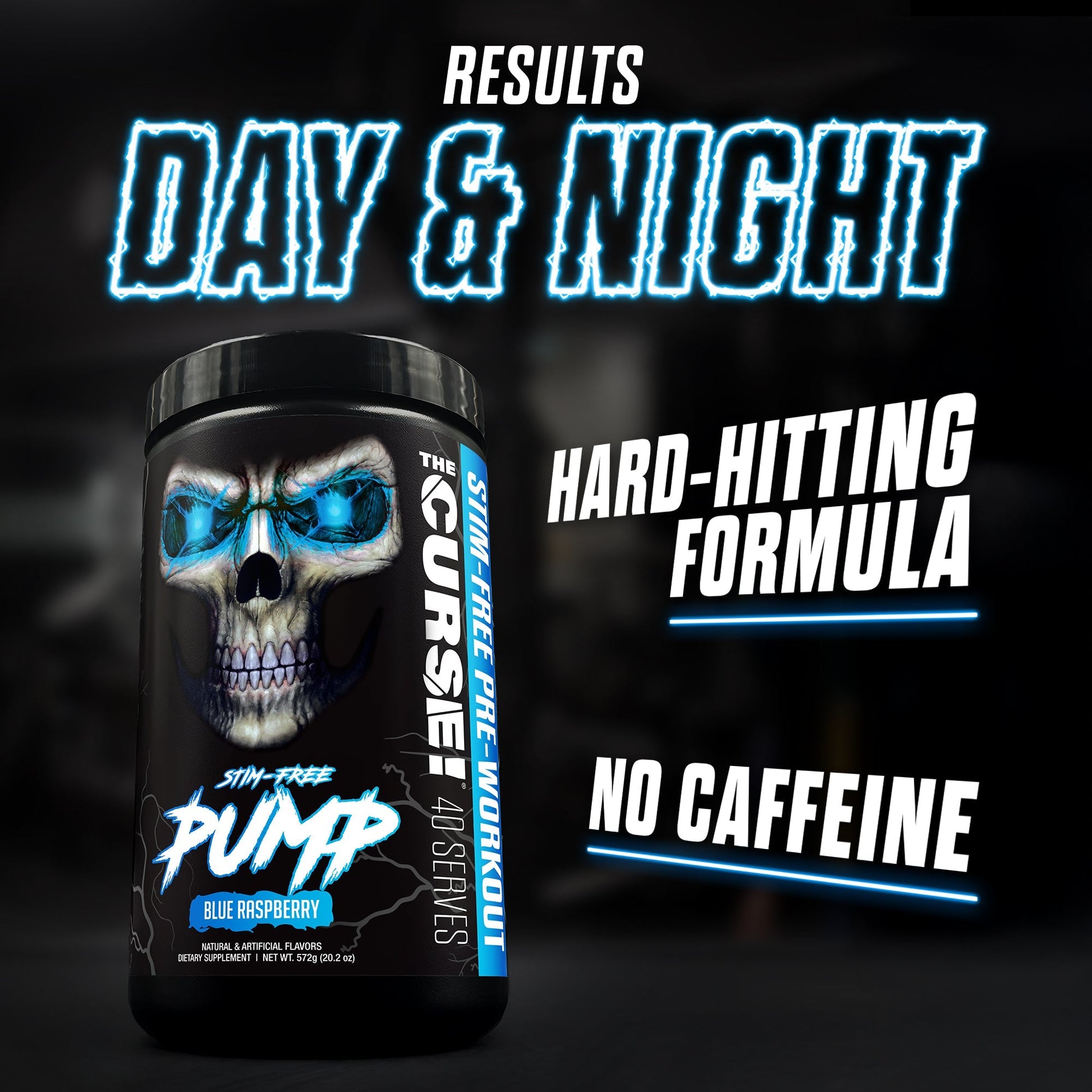 Energy supplement tub with skull graphic, Blue Raspberry flavor