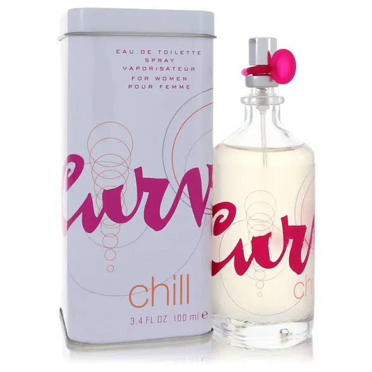 Eau de toilette perfume spray bottle with pink spray top and tall white box, 100 ml