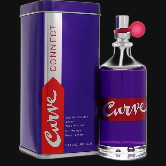 Curve Connect eau de toilette perfume set with purple spray bottle and matching canister
