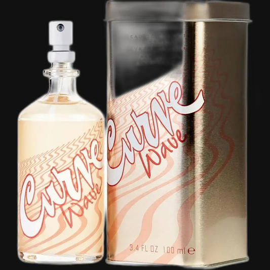 Women's eau de toilette spray bottle with metal canister; clear glass, pink label
