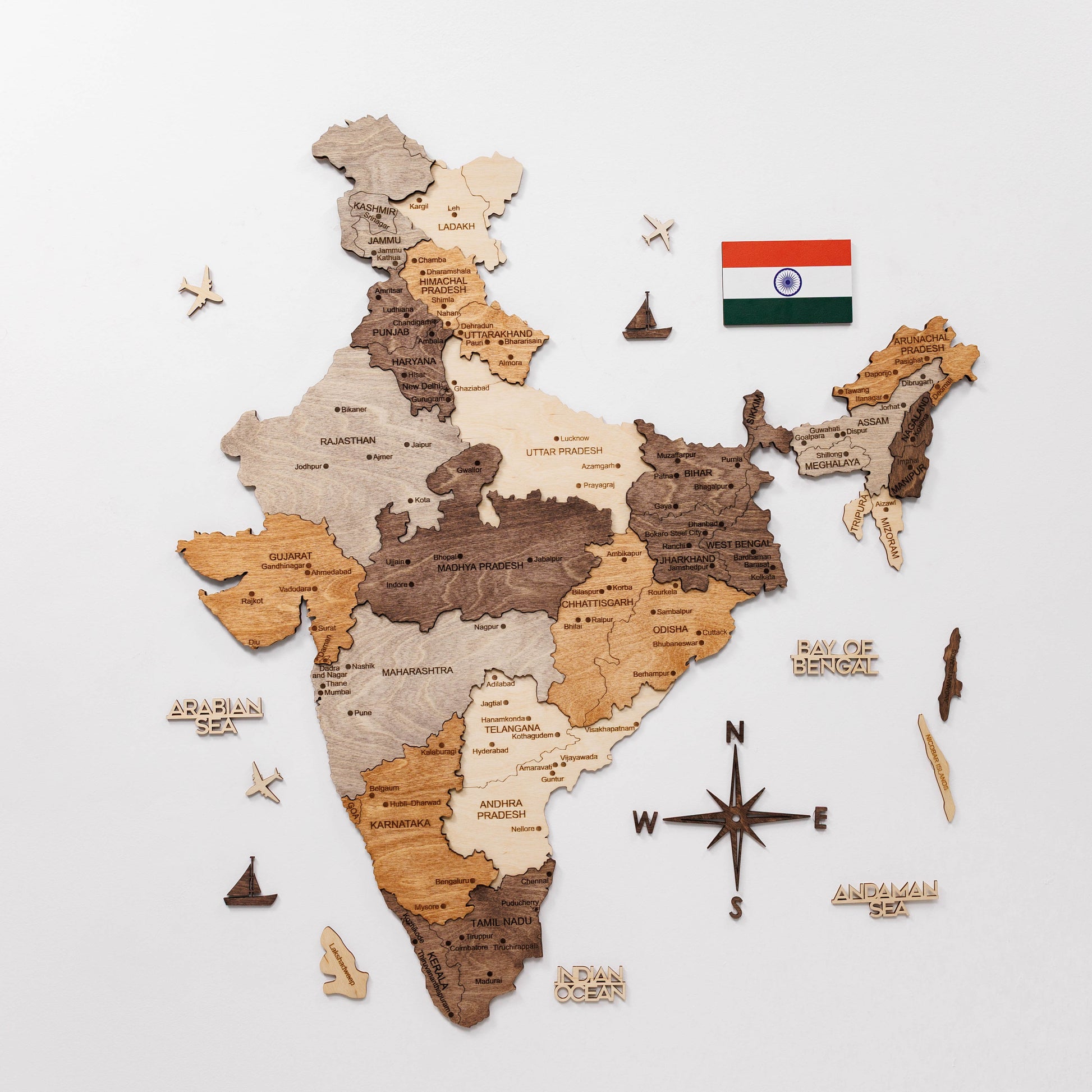 Custom 3D/2D Wooden Map - Renee Lane Company