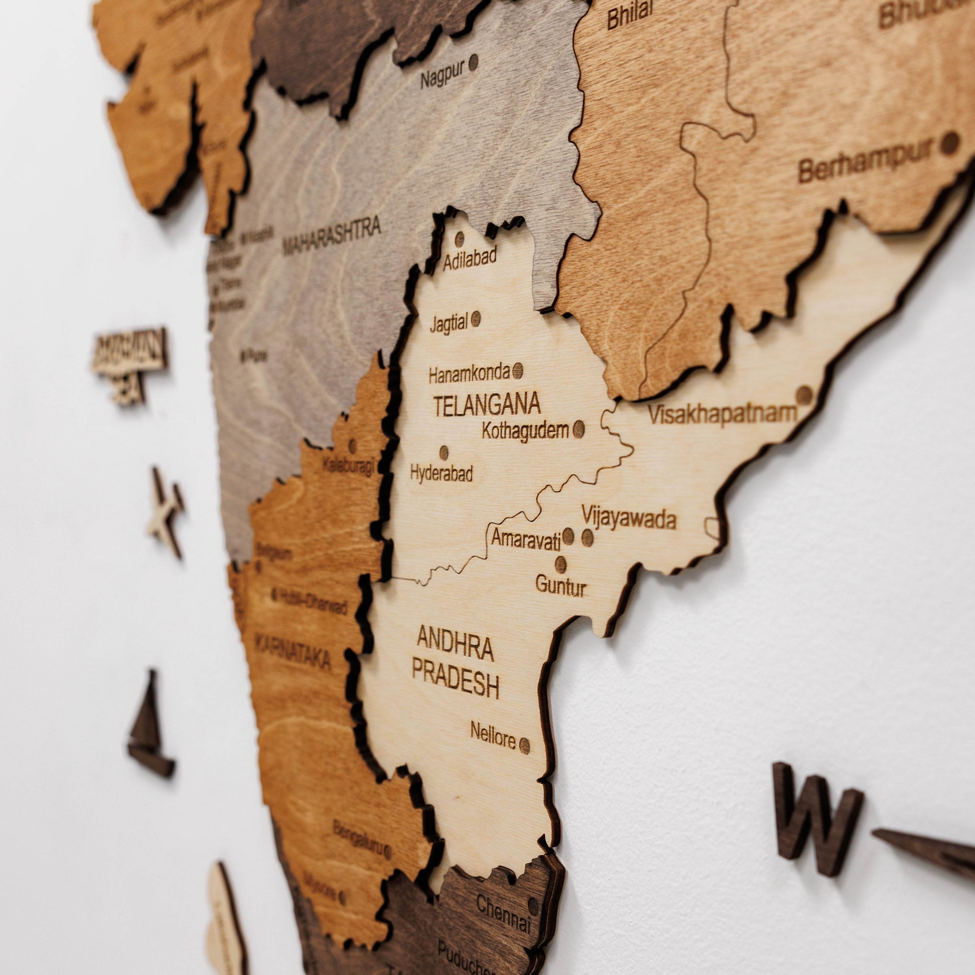 Custom 3D/2D Wooden Map - Renee Lane Company