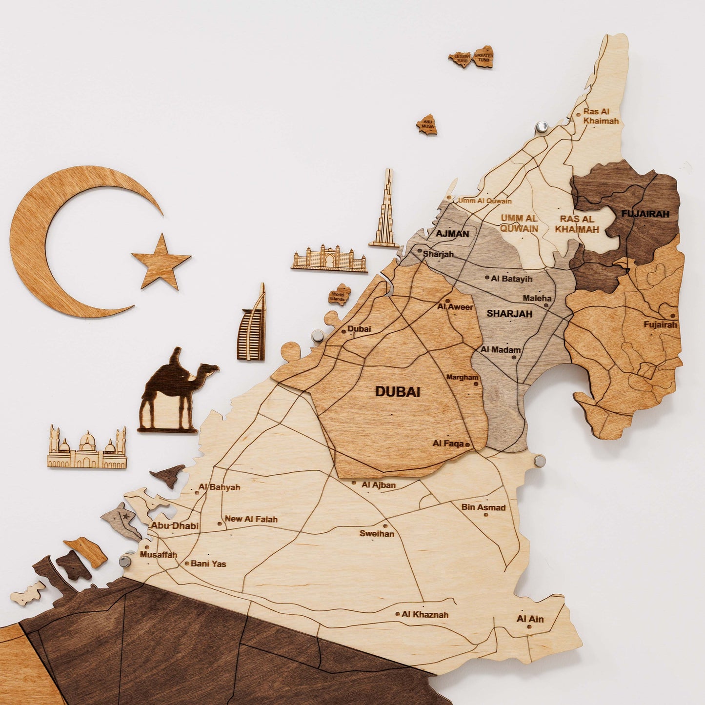 Custom 3D/2D Wooden Map - Renee Lane Company