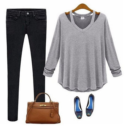 Cut Out To Lounge Top Easy Wear Long Sleeves In 6 Colors - Renee Lane Company