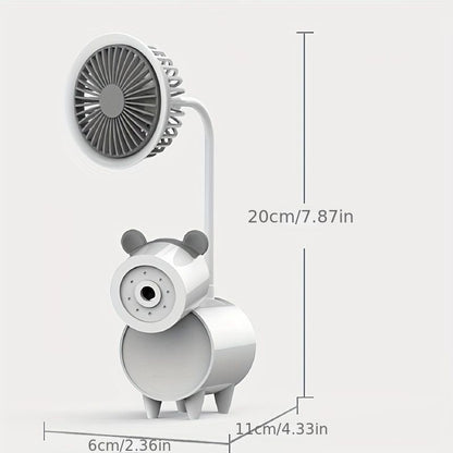 Cute Cartoon USB Fans With Pen Holder Pencil Sharpener; Rechargeable Fan For Children Business Gift - Renee Lane Company