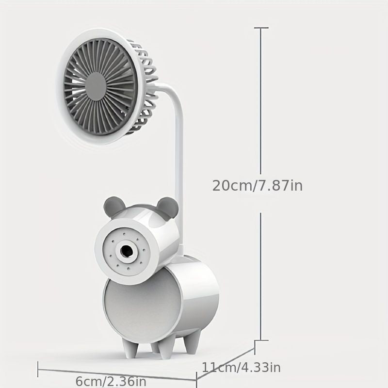 Cute Cartoon USB Fans With Pen Holder Pencil Sharpener; Rechargeable Fan For Children Business Gift - Renee Lane Company