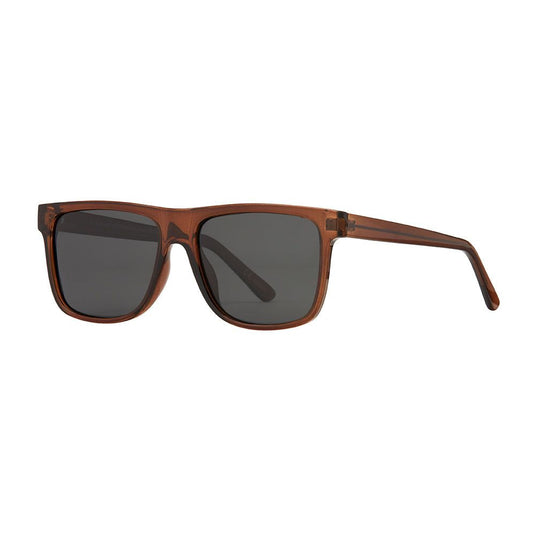 Polarized sunglasses with brown square frames and dark lenses