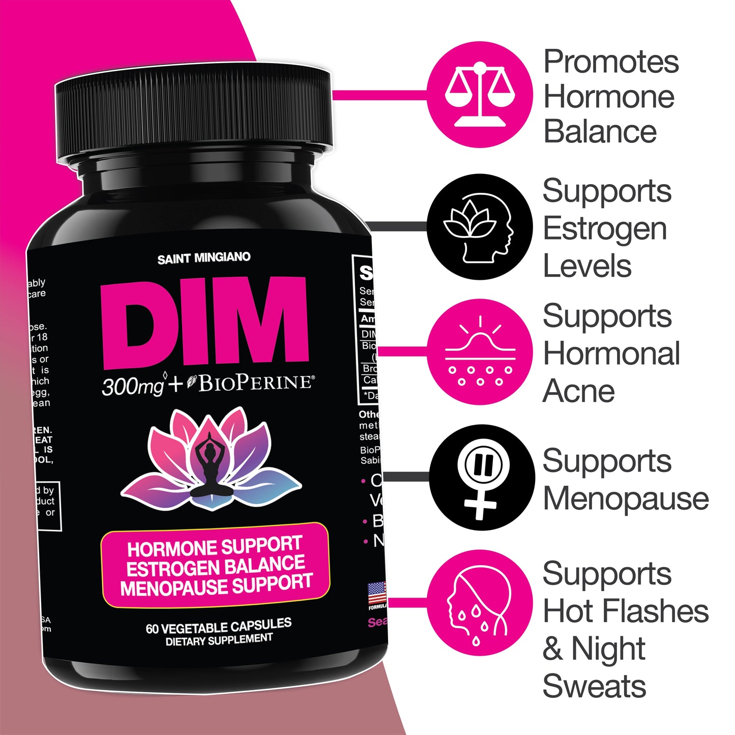 DIM Supplement 300 mg Supplements | Hormone Estrogen and Menopause Balance for Women - Renee Lane Company