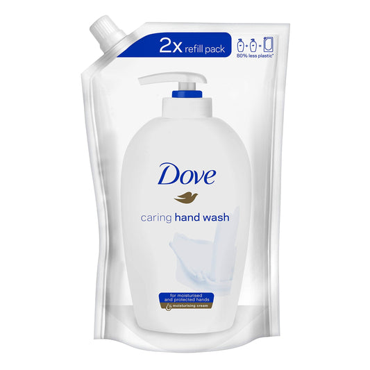Liquid hand wash refill pouch with Dove logo, 2-refill pack, blue cap