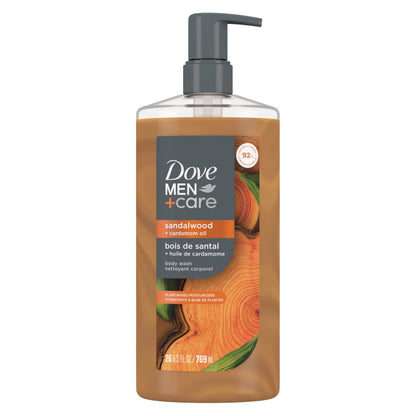 DOVE MEN + CARE Body Wash Sandalwood + Cardamom Oil to Rebuild Skin in the Shower with Plant-Based Cleansers and Moisturizers 26 oz - Renee Lane Company