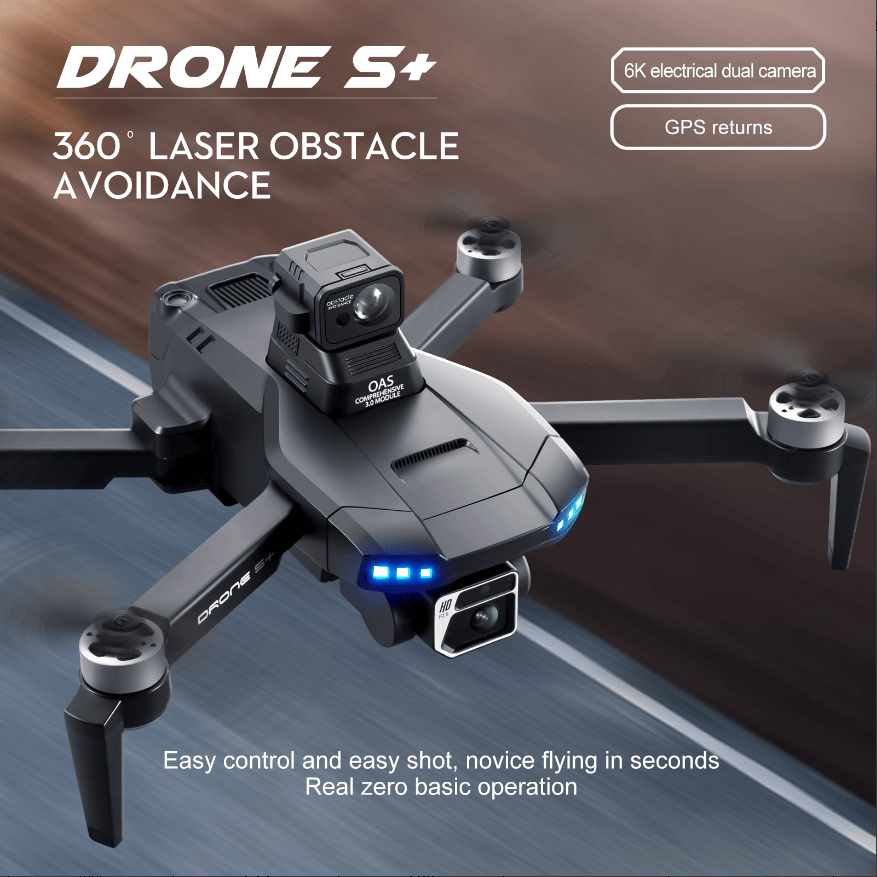 DRONE S+ 6K Electric Tuning Dual-Camera Drone with 360° Laser Obstacle Avoidance, GPS Automatic Return, Perfect Aerial Photography Tool for Beginners with Zero Threshold - Renee Lane Company