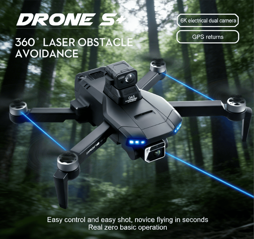 DRONE S+ 6K Electric Tuning Dual-Camera Drone with 360° Laser Obstacle Avoidance, GPS Automatic Return, Perfect Aerial Photography Tool for Beginners with Zero Threshold - Renee Lane Company