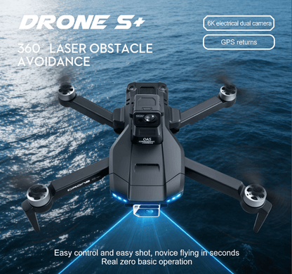 DRONE S+ 6K Electric Tuning Dual-Camera Drone with 360° Laser Obstacle Avoidance, GPS Automatic Return, Perfect Aerial Photography Tool for Beginners with Zero Threshold - Renee Lane Company