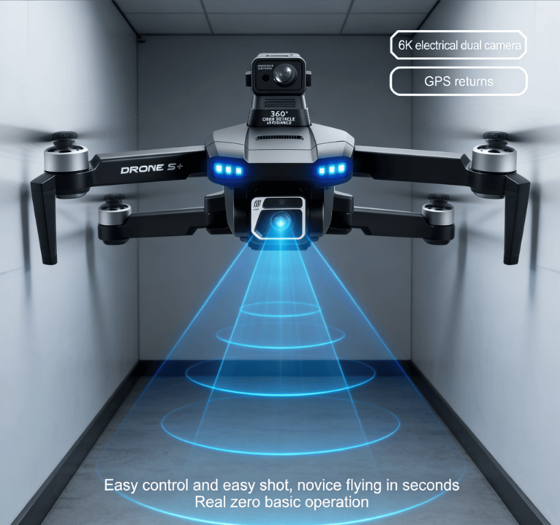 DRONE S+ 6K Electric Tuning Dual-Camera Drone with 360° Laser Obstacle Avoidance, GPS Automatic Return, Perfect Aerial Photography Tool for Beginners with Zero Threshold - Renee Lane Company