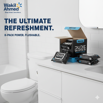DUDE Wipes XL Flushable Wipes – Extra Large, Unscented, Septic Safe