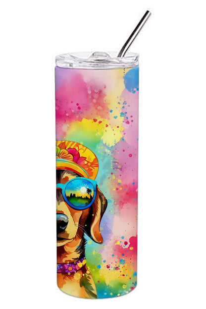 Dachshund Hippie Dawg Stainless Steel Skinny Tumbler Vacuum Double Walled Reusable Insulated Tumbler Travel Cup for Coffee Cocktails Gift with Lid, 20 oz - Renee Lane Company