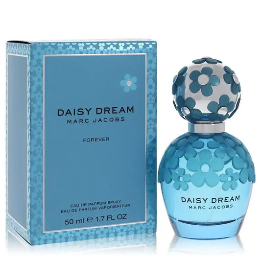 Eau de Parfum spray bottle and box set, light blue with floral daisy cap